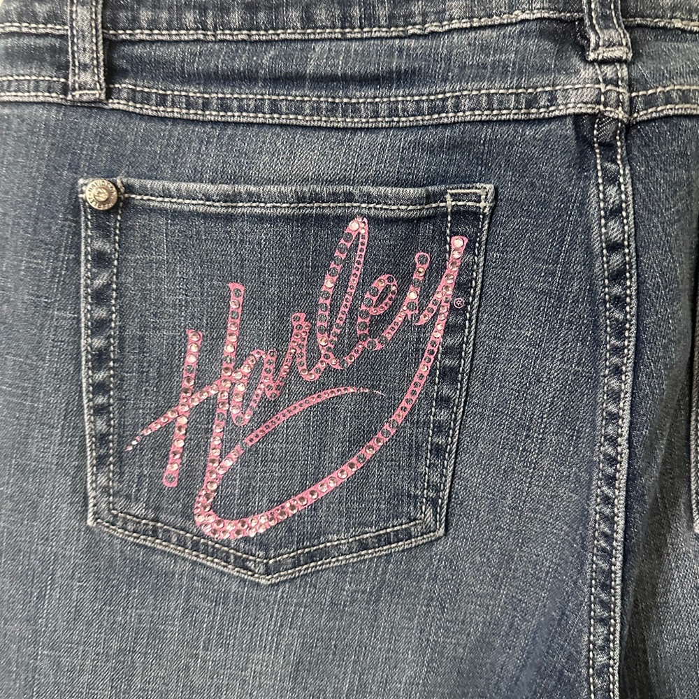 Harley-Davidson Blue Jeans with Pink Detail